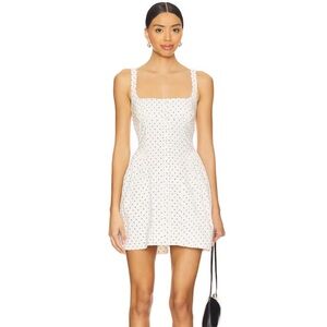 Free People Printed Astrid Mini Dress in Ivory with Polka Dots